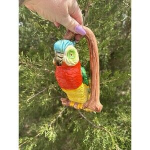 Vintage Ceramic Parrot Hanging Planter Made In Occupied Japan